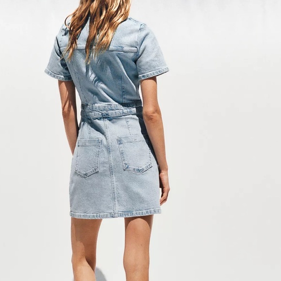 Zara Light Blue Denim Mini Dress - Picture 5 of 8